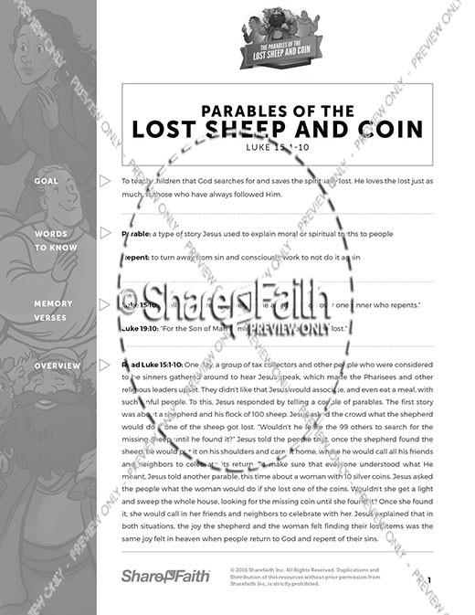 Luke 15 The Parables of the Lost Sheep and Coin Curriculum Thumbnail Showcase