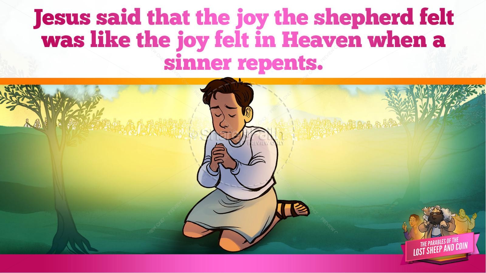 Luke 15 The Parables of the Lost Sheep and Coin Kids Bible Story Thumbnail 24