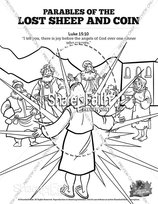 Luke 15 The Parables of the Lost Sheep and Coin Sunday School Coloring Pages