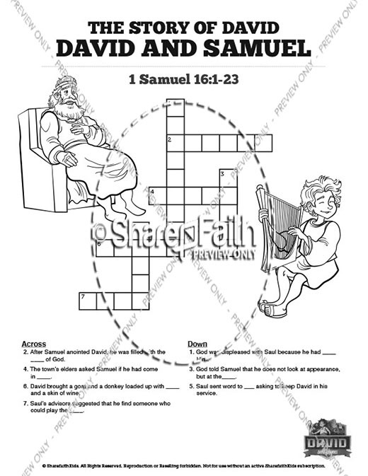 1 Samuel 16 David and Samuel Sunday School Crossword Puzzles Thumbnail Showcase