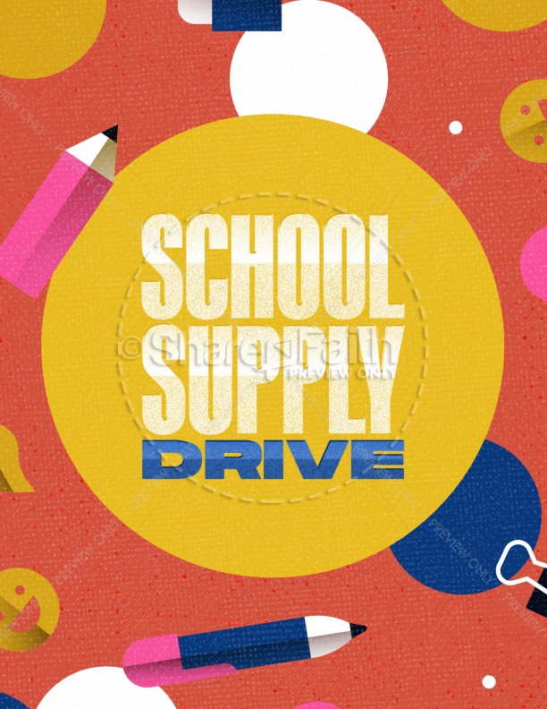 School Supply Drive Pencil Church Flyer Thumbnail Showcase