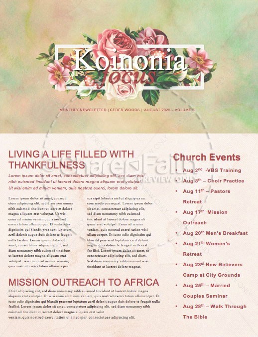 Be Kind Rose Church Newsletter Thumbnail Showcase