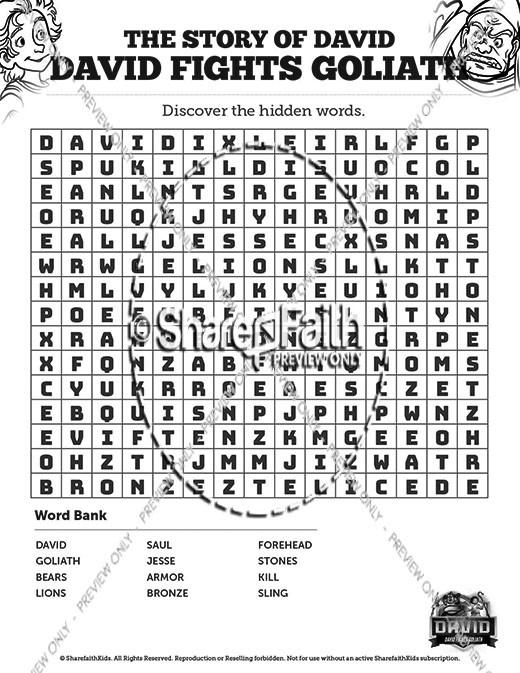 1 Samuel 17 David Fights Goliath Bible Word Search Puzzles Thumbnail Showcase