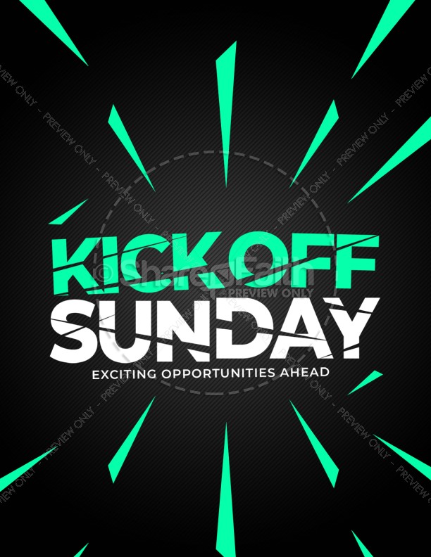 Kick Off Sunday Green Church Flyer Thumbnail Showcase
