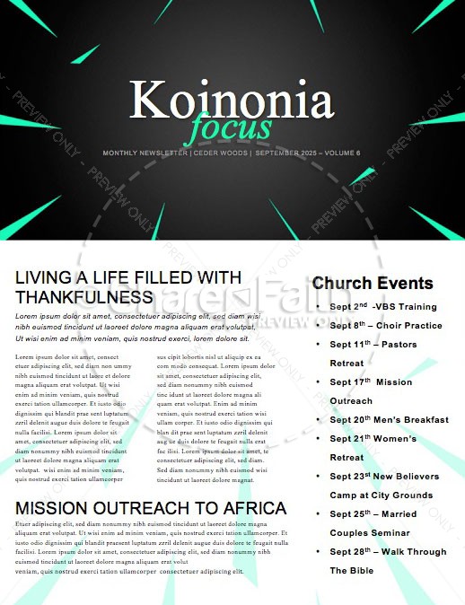 Kick Off Sunday Green Church Newsletter Thumbnail Showcase
