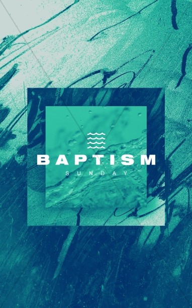 Baptism Sunday Green Church Bifold Bulletin Thumbnail Showcase