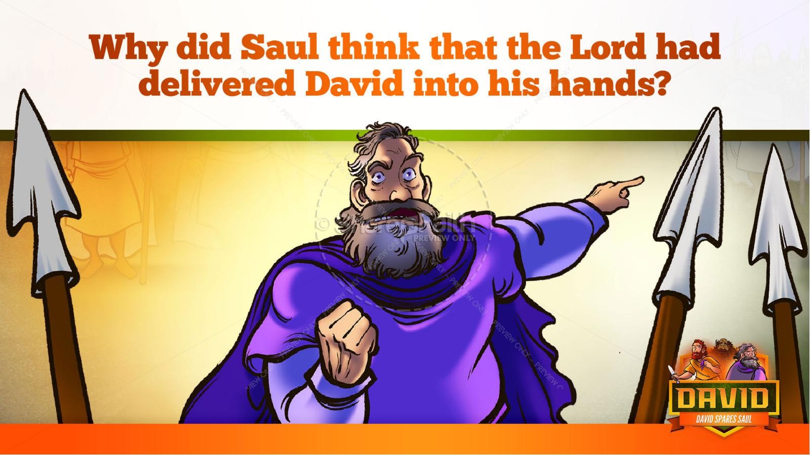 1 Samuel 23 24 David Spares Saul Kids Bible Story Thumbnail 18