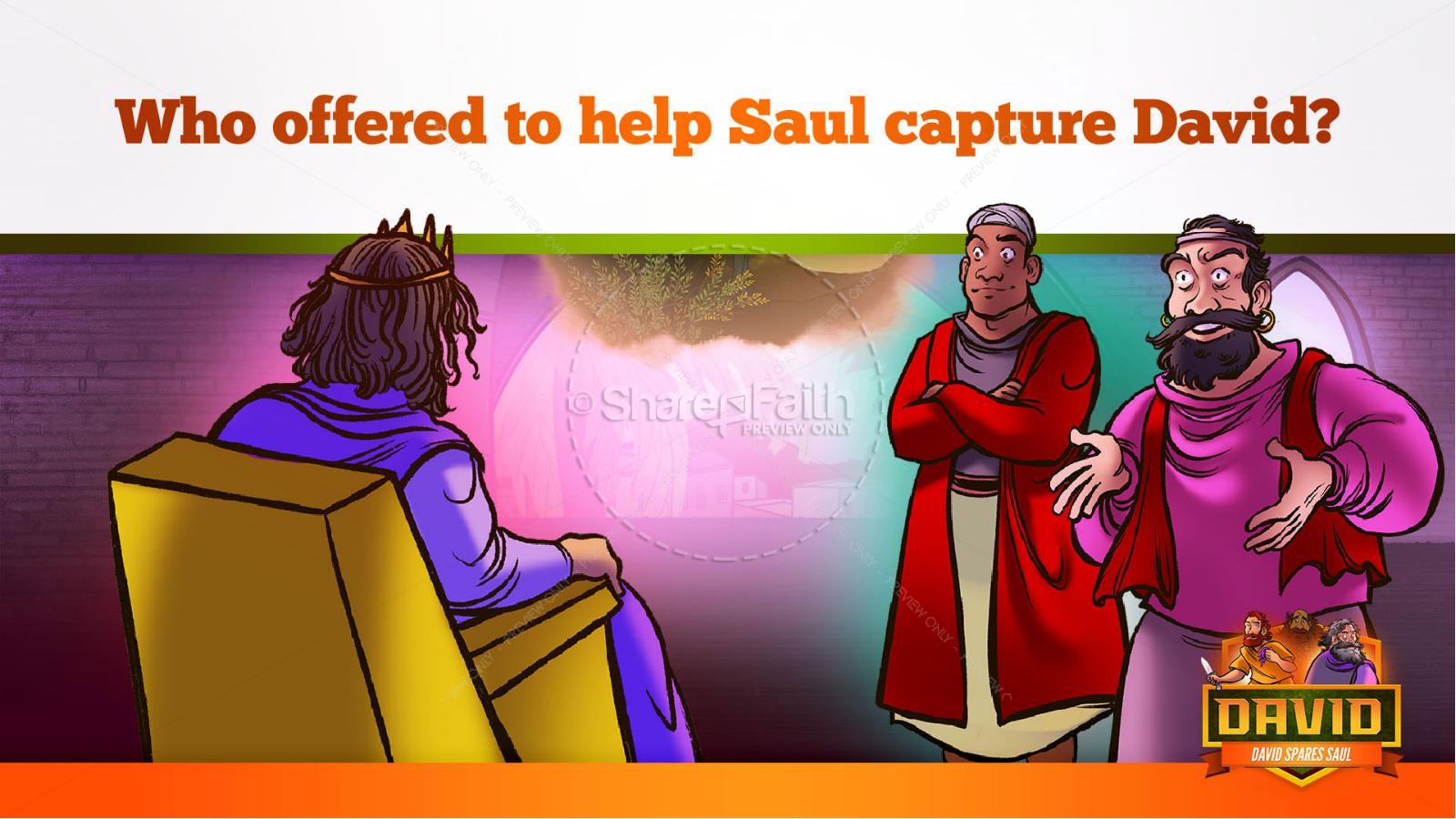 1 Samuel 23 24 David Spares Saul Kids Bible Story Thumbnail 26