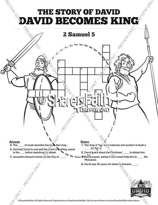 2 Samuel 5 David King Sunday School Crossword