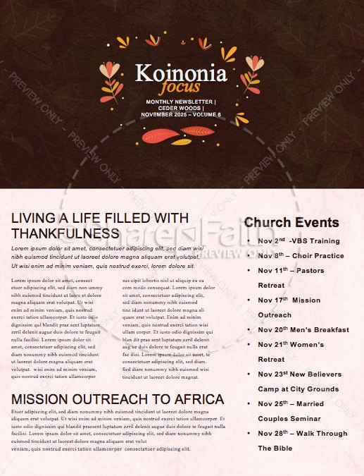 Happy Thanksgiving Brown Church Newsletter Thumbnail Showcase