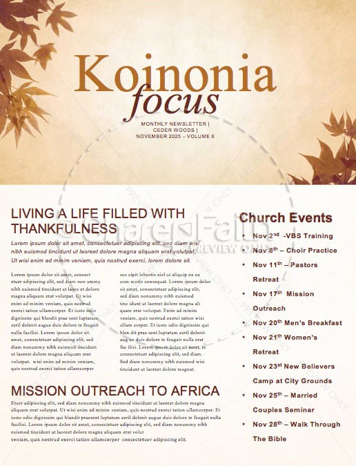 Grateful Thanksgiving Church Newsletter Thumbnail Showcase