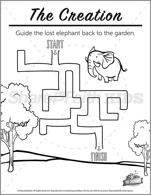 Creation Maze Kids Bible Story Activity Printable Sunday Activities ...