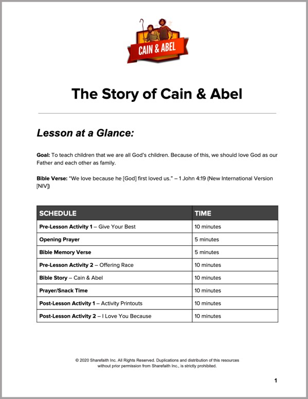 Genesis 4 Cain & Abel Preschool Curriculum Thumbnail Showcase
