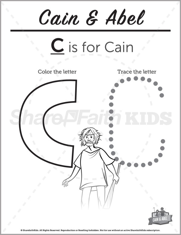 Genesis 4 Cain & Abel Preschool Letter Coloring Thumbnail Showcase