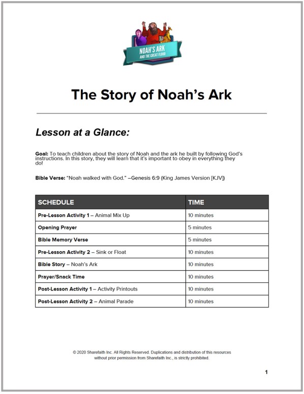 Genesis 10 Noahs Ark Preschool Curriculum