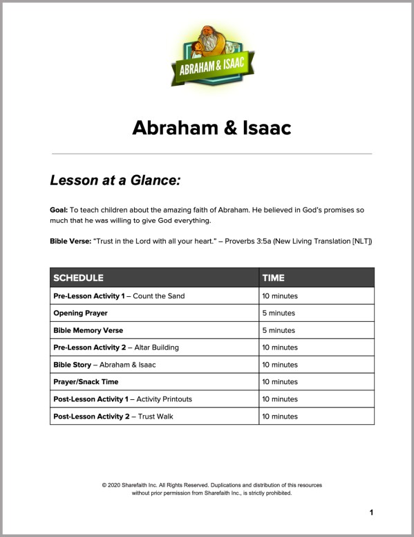 Genesis 22 Abraham and Isaac Preschool Curriculum Thumbnail Showcase