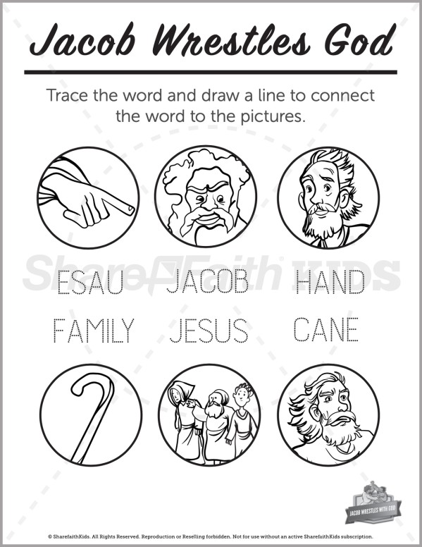 Genesis 32 Jacob Wrestles with God Preschool Word Picture Match Thumbnail Showcase