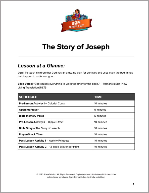 Genesis 50 The Story of Joseph Preschool Curriculum Thumbnail Showcase