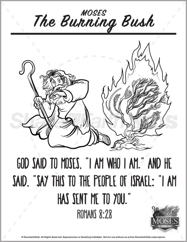 Exodus 3 The Burning Bush Preschool Coloring Pages