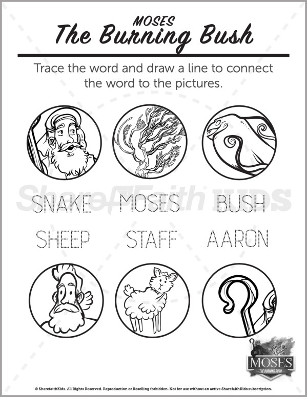 Exodus 3 The Burning Bush Preschool Word Picture Match