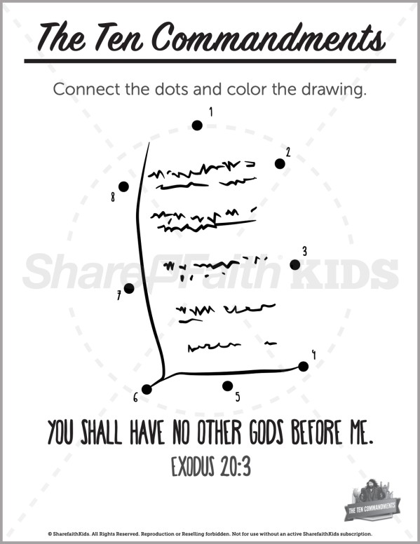 Exodus 20 The Ten Commandments Preschool Dot to Dot