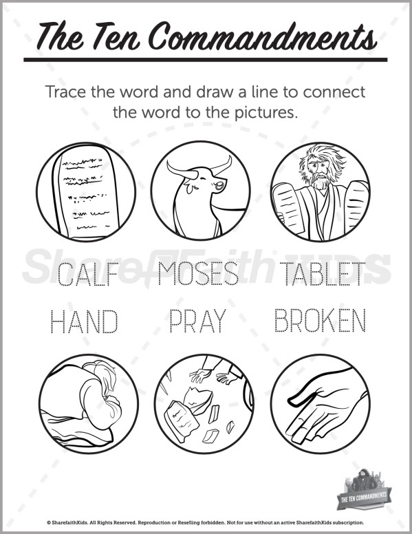 Exodus 20 The Ten Commandments Preschool Word Picture Match