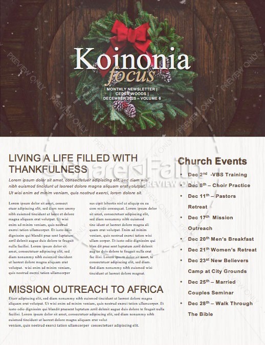 Home For Christmas Church Newsletter Thumbnail Showcase