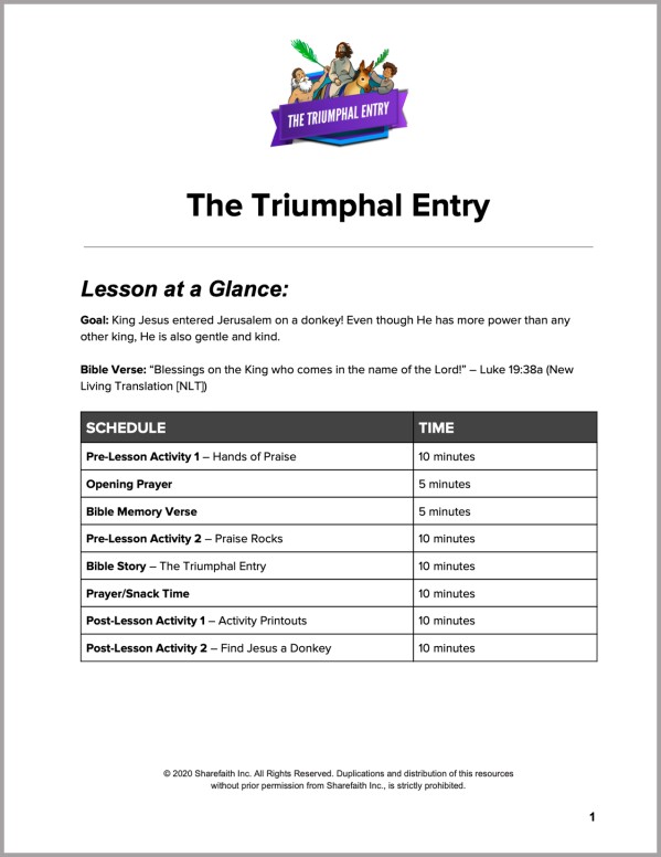 Luke 19 Triumphal Entry Preschool Curriculum Thumbnail Showcase