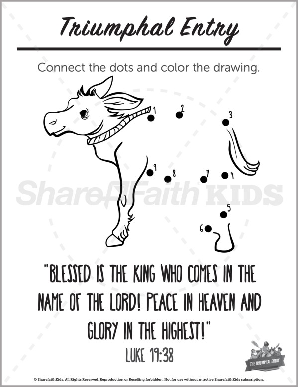 Luke 19 Triumphal Entry Preschool Dot to Dot