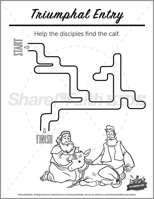 Luke 19 Triumphal Entry Preschool Mazes