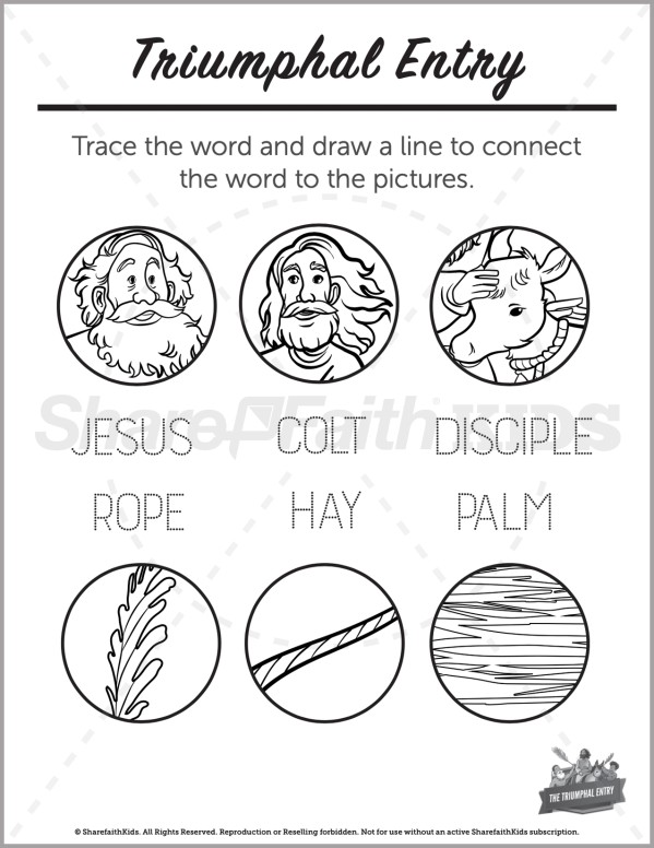 Luke 19 Triumphal Entry Preschool Word Picture Match