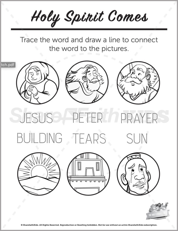 Acts 2 The Holy Spirit Comes Preschool Word Picture Match