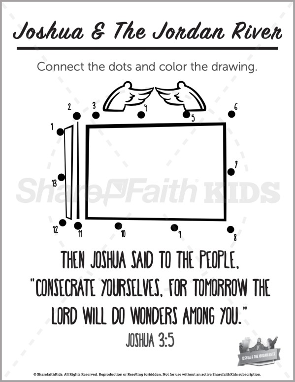 Joshua 3 Crossing the Jordan Preschool Dot to Dot