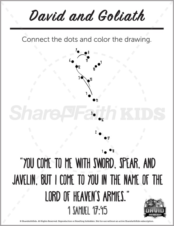 1 Samuel 17 David and Goliath Preschool Dot to Dot