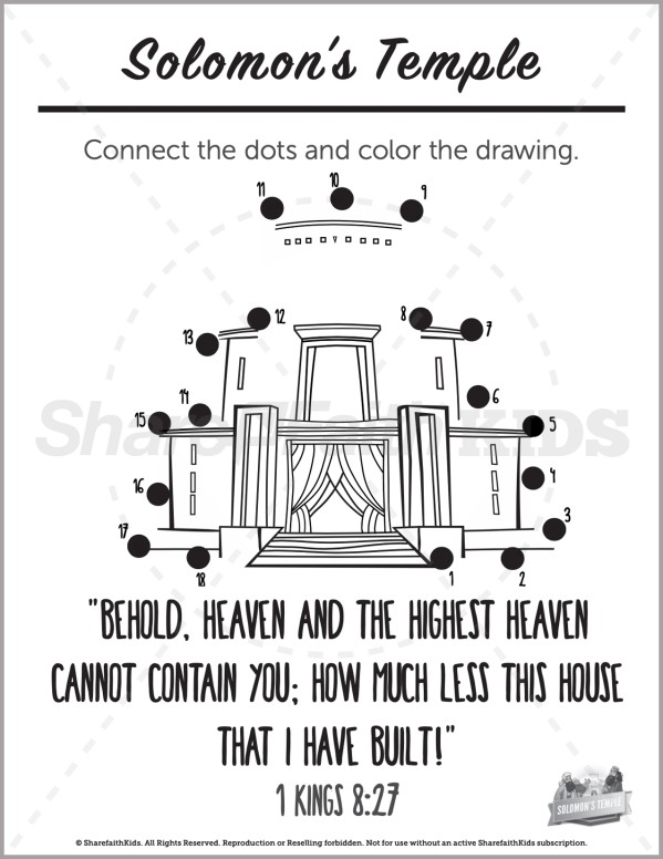 1 Kings 8 Solomons Temple Preschool Dot to Dot