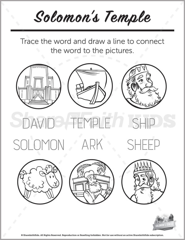 1 Kings 8 Solomons Temple Preschool Word Picture Match