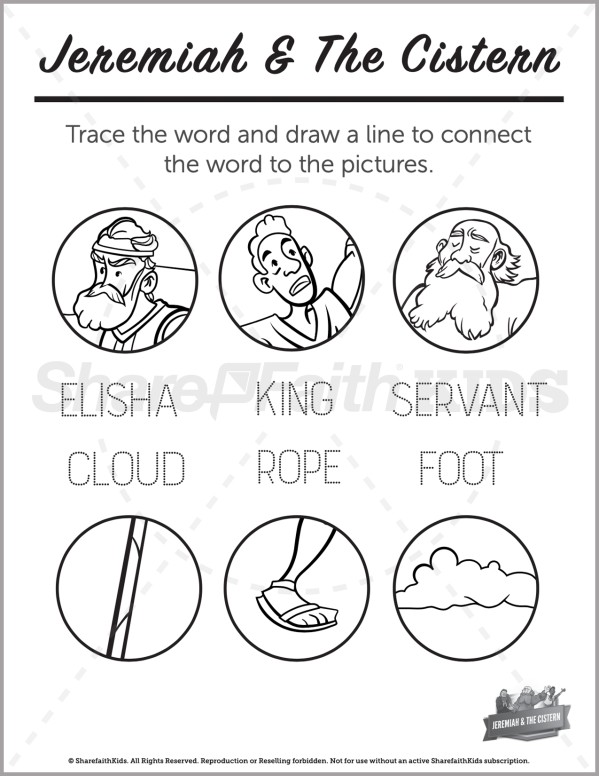 Jeremiah 38 The Prophet Jeremiah Preschool Word Picture Match