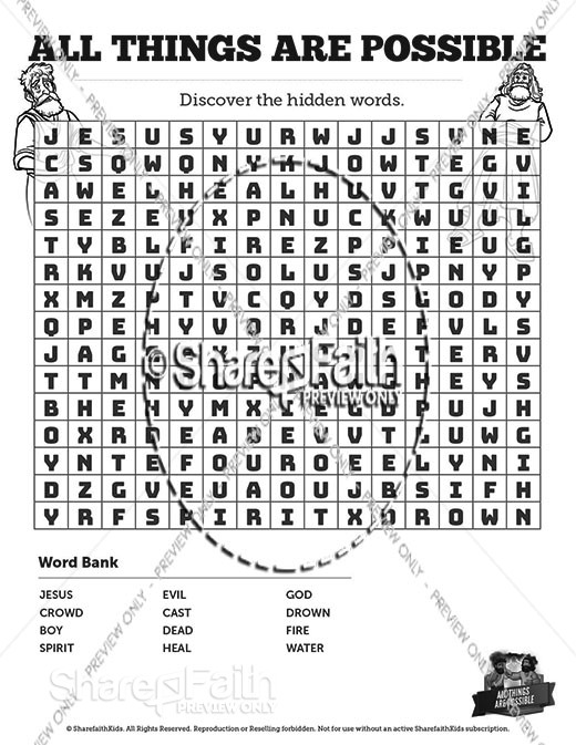 Mark 9 All Things Are Possible Bible Word Search Puzzles