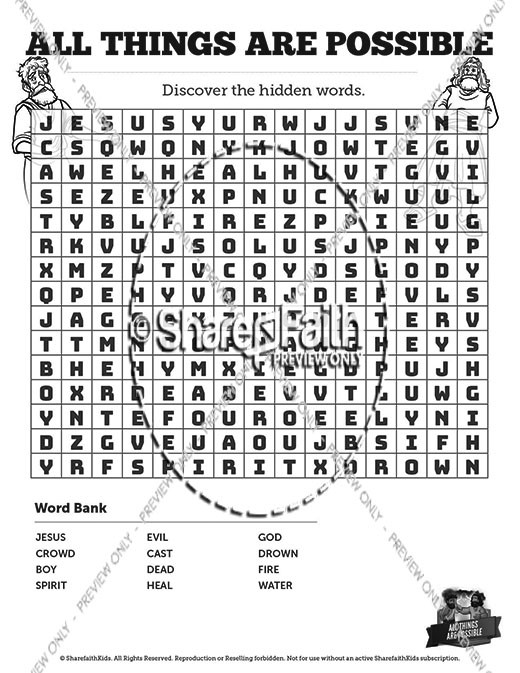 Mark 9 All Things Are Possible Bible Word Search Puzzles Thumbnail Showcase