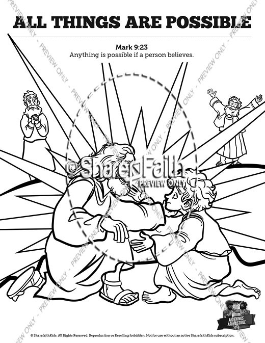 Mark 9 All Things Are Possible Sunday School Coloring Pages Thumbnail Showcase