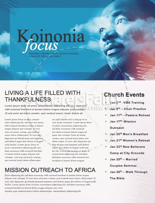 MLK Day Dream Church Newsletter Thumbnail Showcase