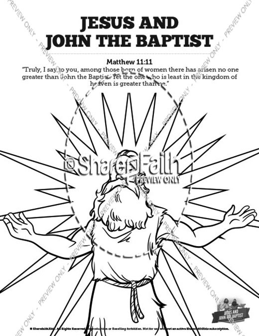 Matthew 11 Jesus and John the Baptist Sunday School Coloring Pages Thumbnail Showcase