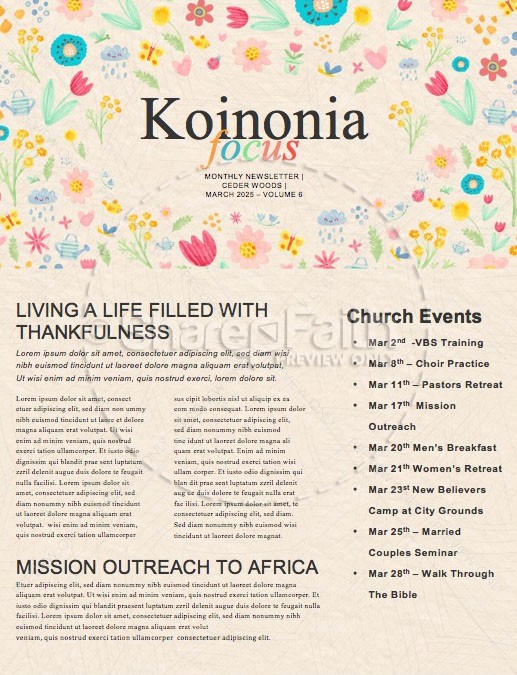 Spring Blooms Church Newsletter Thumbnail Showcase