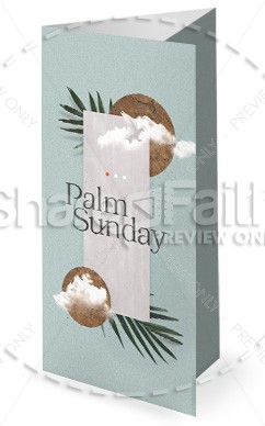 Palm Sunday Blue Church Trifold Bulletin Thumbnail Showcase