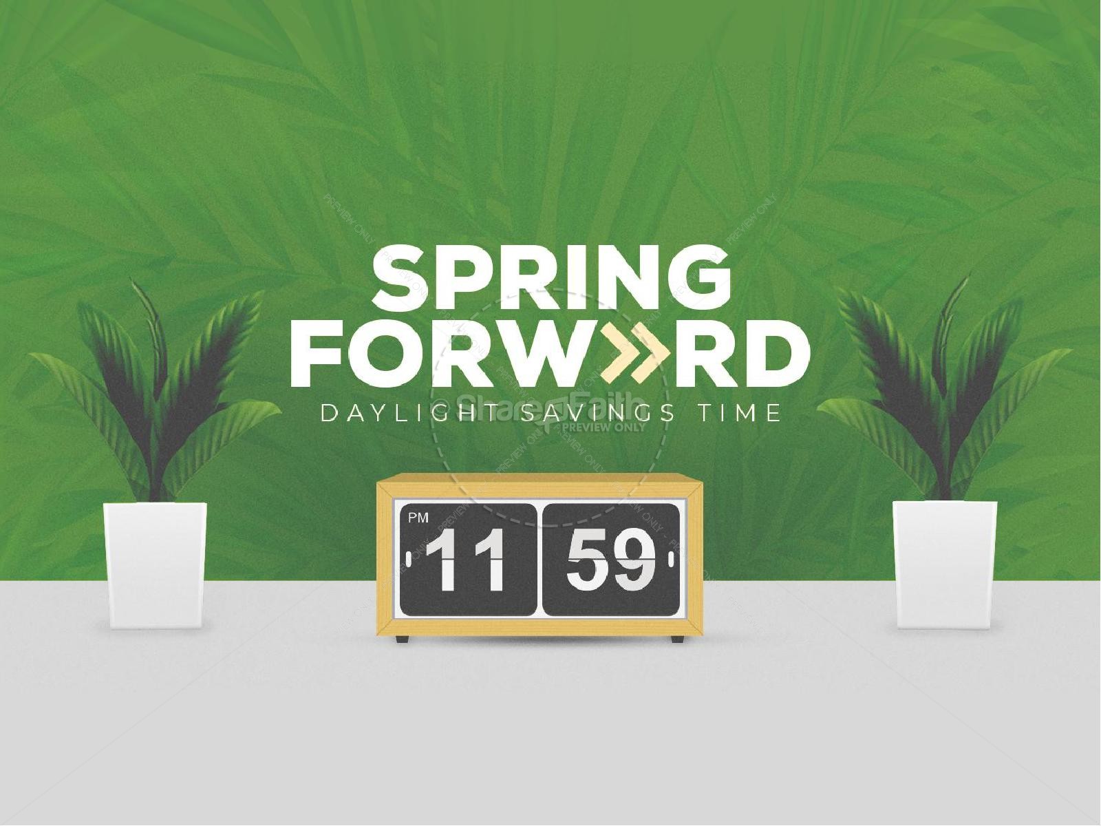 Spring Forward Green Church PowerPoint Thumbnail 1