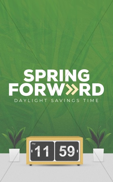 Spring Forward Green Church Bifold Bulletin Thumbnail Showcase