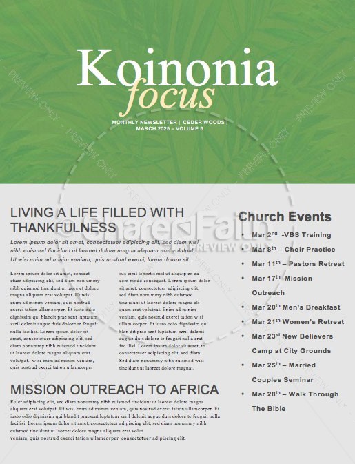 Spring Forward Green Church Newsletter Thumbnail Showcase