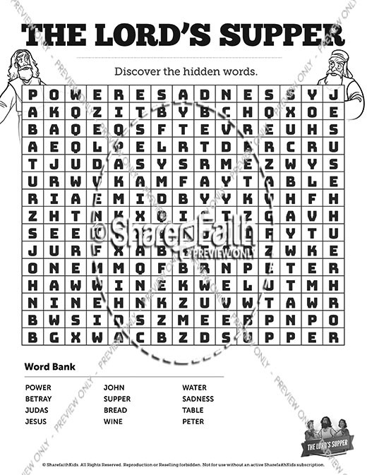 Luke 22 The Lords Supper Bible Word Search Puzzles Thumbnail Showcase