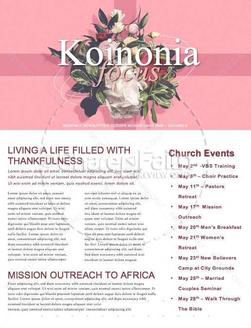 Mother's Day Pink Church Newsletter Thumbnail Showcase