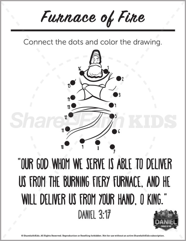 Daniel 3 The Fiery Furnace Preschool Dot to Dot